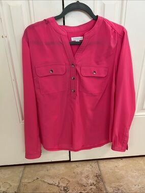 Charter Club Hot Pink Button-Front Utility Blouse
